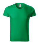 Pánske tričko Slim Fit s výstrihom do V stredne zelené 2XL