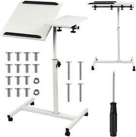 Maclean Mobilne biurko/stand na Notebook Maclean, biele, regulacja wysokośc 59-89cm, max. 30kg , MC-121 W