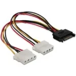 Power Adapter SATA 15-pin samec na 2x Molex 4-pin samica, 20cm (65159)