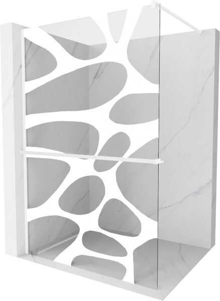 MEXEN/S - Kioto+ Sprchová zástena WALK-IN s poličkou a držiakom uterákov 120 x 200, biely vzor, biela 800-120-121-20-97
