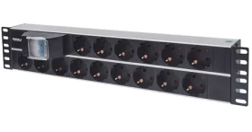 Intellinet PDU 19" 15x čierna / PDU / Hliník / 2U / 16A / 3M kábel (714051)