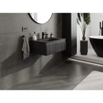 MEXEN/S - Rivel kúpeľňová skrinka 70 cm s umývadlom Vela, 1 šuplík, reliéf, čierna mat 91A20-07023-1-BF71-W23M71