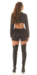 Sexy Highwaist faux leather Shorts with stretch waistband black Einheitsgroesse