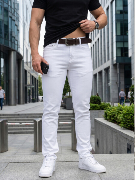 Pánske džínsy slim fit s opaskom biele FashionStreet UX4498 s32