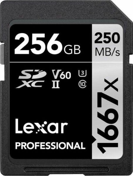 Lexar Professional 1667x SDXC 256 GB / V60 / U3 / Class 10 / Rýchlosť čítania až: 250 MBs / Rýchlosť zápisu až: 120 MBs (LSD256CB1667)