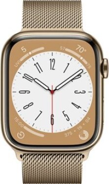 Apple Apple Watch Series 8 MNKQ3UL/A 45mm, Smart watches, GPS (satellite), Retina LTPO OLED, Touchscreen, Heart rate monitor, Waterproof, Bluetooth, Wi-Fi, eSIM, Gold, Gold