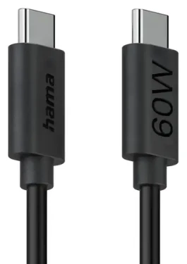 HAMA čierna / Nabíjací kábel / USB-C / USB-C / 60 W / 1,2 m