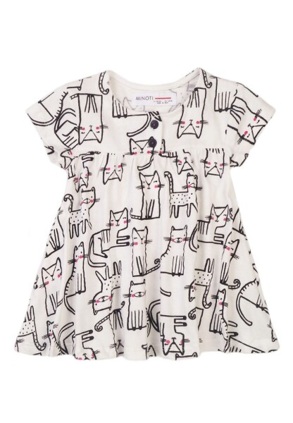Šaty pre dievčatá, Minoti, Purrfect 4, biele - 68/74 | 6-9m