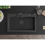 MEXEN/S MEXEN/S - Elix granitový drez 1-miska 800 x 500 mm, čierna kropenatá, sifón čierna 6527801005-76-B