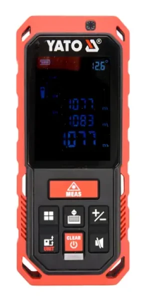 YATO YT-73126 Laserový merač vzdialenosti / Merací rozsah 0.2 - 40 m / 10 režimov / Závit pre statív 1|4” UNC | 6.35 (YT-73126)