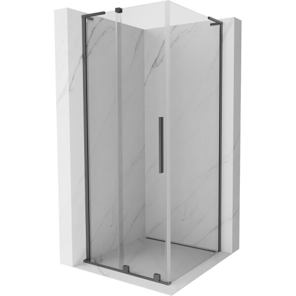MEXEN/S - Velar L sprchovací kút, posuvné dvere 110 x 110, transparent, grafit metal 871-110-110-03-95