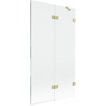 MEXEN/S - Lunar vaňová zástena 2-krídlová pravá 100 x 150, transparent, zlatá kartáčovaná 897-100-100-55-00-P