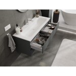 MEXEN/S - Orio kúpeľňová skrinka 120 cm s umývadlom Vela, 2 zásuvky, grafit mat/biela mat 91A10-12047-2-BFF66-W23M01
