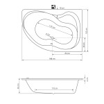 AQUALINE - CIDLINA 150 vaňa 150x105x45cm, pravá, biela G3619