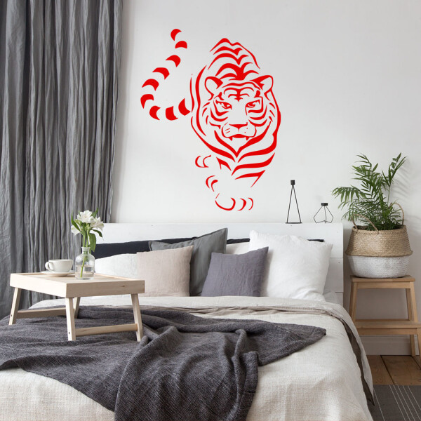 Veselá Stena Samolepka Tiger indický Farba: červená, Veľkosť: 100 x 77 cm