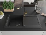 MEXEN/S MEXEN/S - Leo granitový drez 1 s odkvapkávačom vrátane batérie Flora, čierna/strieborná metalík 6501-73-670401-57-B