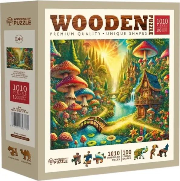 Wooden City Drevené puzzle Mystický les pri vodopáde