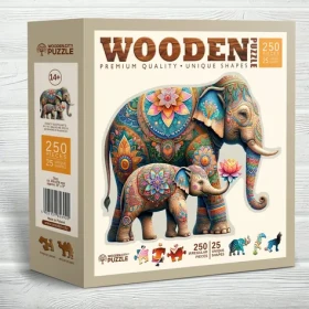 Wooden City Drevené puzzle Módne slony 250 dielikov