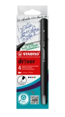 STABILO® dr!ver - fine - 4 ks sada - zelená, červená, modrá, čierna (EO1088/4-01)