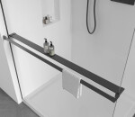 CERANO - Sprchová zástena Walk-in Crystal Ľ/P - 10 mm + polička/držiak na uteráky - bezvzperový systém - čierna matná, transparentné sklo - 120x200 CER-8050BD82795
