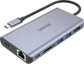 Unitek uHUB S7+ / USB-C hub / 2x USB 3.1 / HDMI + DP / RJ45 / USB-C PD / SD čítačka (D1056A)