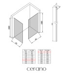 CERANO - Sprchová zástena Walk-in Crystal TL/P - 10 mm - bezvzperový systém - čierna matná, grafitové sklo - 140x90x200 CER-8050BD80769