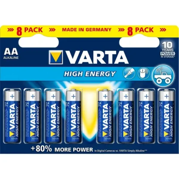 Varta High Energy Batéria AA / 1.5V / alkalická / 8 ks / v blistri (4906121418)