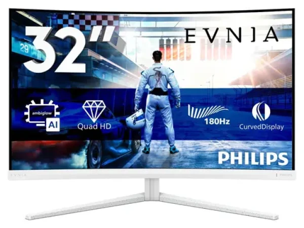 31.5" Philips 32M2C5501 biela / Monitor / Curved Fast VA / QHD 2560×1440 / 180Hz / 1ms / Ambiglow (32M2C5501/00)