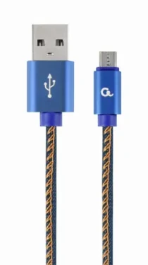 Gembird Micro USB kábel 1 m modrá / USB-A (M) - Micro USB (M) / opletený (CC-USB2J-AMMBM-1M-BL)