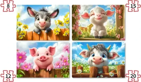 Castorland 041084 Puzzle Roztomilé zvieratká 4v1