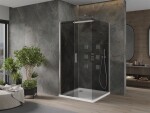 MEXEN/S - Omega sprchovací kút 100 x 100, grafit, chróm + vanička vrátane sifónu 825-100-100-01-40-4010