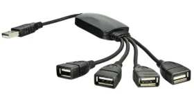 Akyga USB Hub čierna / USB hub / 4 porty / USB 2.0 / kábel 15 cm (AK-AD-13)