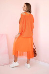 Plisované šaty s oranžovým čipkovaným svetrom UNI