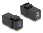 DeLock Keystone modul USB 3.0 A - USB 3.0 A čierna / Redukcia / samica / samica / plochý / 2 ks (87831)