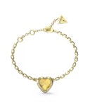 Guess Romantický pozlátený náramok so srdiečkom Mon Amour JUBB04607JWYG 14,5 cm