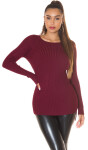 Trendy KouCla High Low ribbed jumper Einheitsgroesse