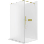 CERANO - Sprchová zástena Walk-in Onyx Duo Ľ/P - 8 mm - okrúhla vzpera - zlatá, mliečne sklo - 160x200 CER-8050BD2211