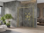 MEXEN/S - OMEGA sprchovací kút 140x70, transparent, zlatá 825-140-070-50-00