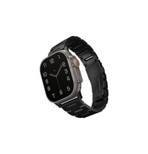 UNIQ Osta článkový oceľový remienok pre Apple Watch 49 45 44 42 mm - MIDNIGHT (čierna) (8886463684634)