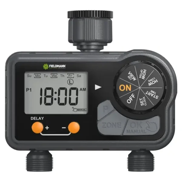 Fieldmann FZH 2025 / Zavlažovacie hodiny / 2 Zónové / 1 min - 4 h / 0.5 - 8 bar / 35 l/min (50007377)