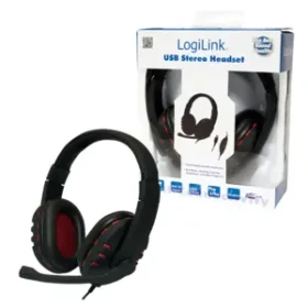 LogiLink Headset Stereo USB čierna, červená / Headset / S mikrofónom / 32 ? / USB / kábel 2 m (HS0033)