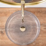 REA - Umývadlo na dosku Cristal Transparent 39 Gold brush Ring REA-U8881
