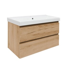 Kúpeľňová skrinka 2 zásuvková s umývadlom SAT B-Way 99x50x45 cm dub mat BWAY2100OAKU1BI BWAY2100OAKU1BI