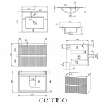 CERANO - Kúpeľňová skrinka Carole + keramické umývadlo Todo - biela matná ryhovaná - 61x50x46,5 CER-008759