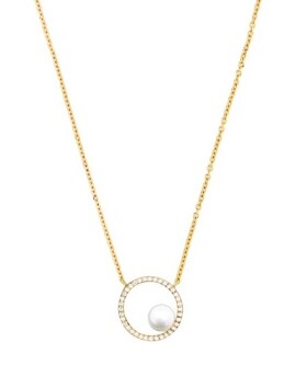 Silver Cat Slušivý pozlátený náhrdelník s kubickými zirkónmi a perlou SC501