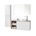 Mereo Aira, kúpeľňová skrinka s keramickým umývadlom 61 cm, dub Halifax CN740