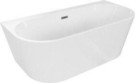 MEXEN/S - Oval+ voľne stojaca vaňa przyścienna 170 x 80, biela, sifón a prepad grafit metal 52681708000-95