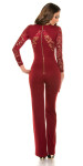 Sexy Koucla long sleeve overall with lace red XL