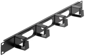 Intellinet čierna / Panel pre správu káblov / 19" / 1U / 4 plastové krúžky (711050)