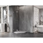 MEXEN/S - Lunar sprchovací kút päťboký krídlový ľavá 100 x 100, transparent, nikel kartáčovaný 831-100L-100P-97-00-L